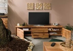 Meuble TV 220x45 Chêne Sauvage Huilé Bois Naturel PURE OAK #704 -Massivmoebel24 38 313 876 7004 4