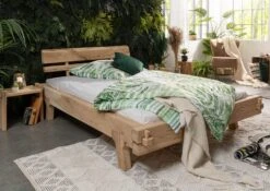 Lit Double 140x200 Chêne Huilé Bois Naturel OAK HEART #01