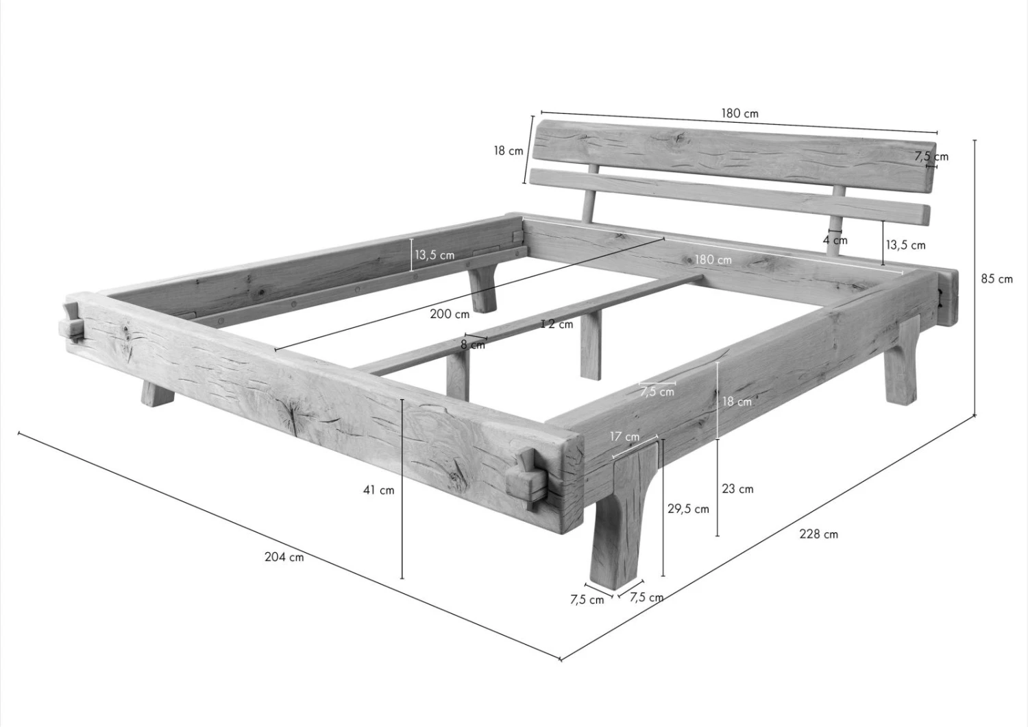 Lit Double 180x200 Chêne Huilé Bois Naturel OAK HEART #03 7 Lit Double 180x200 Chêne Huilé Bois Naturel OAK HEART #03 – Image 7