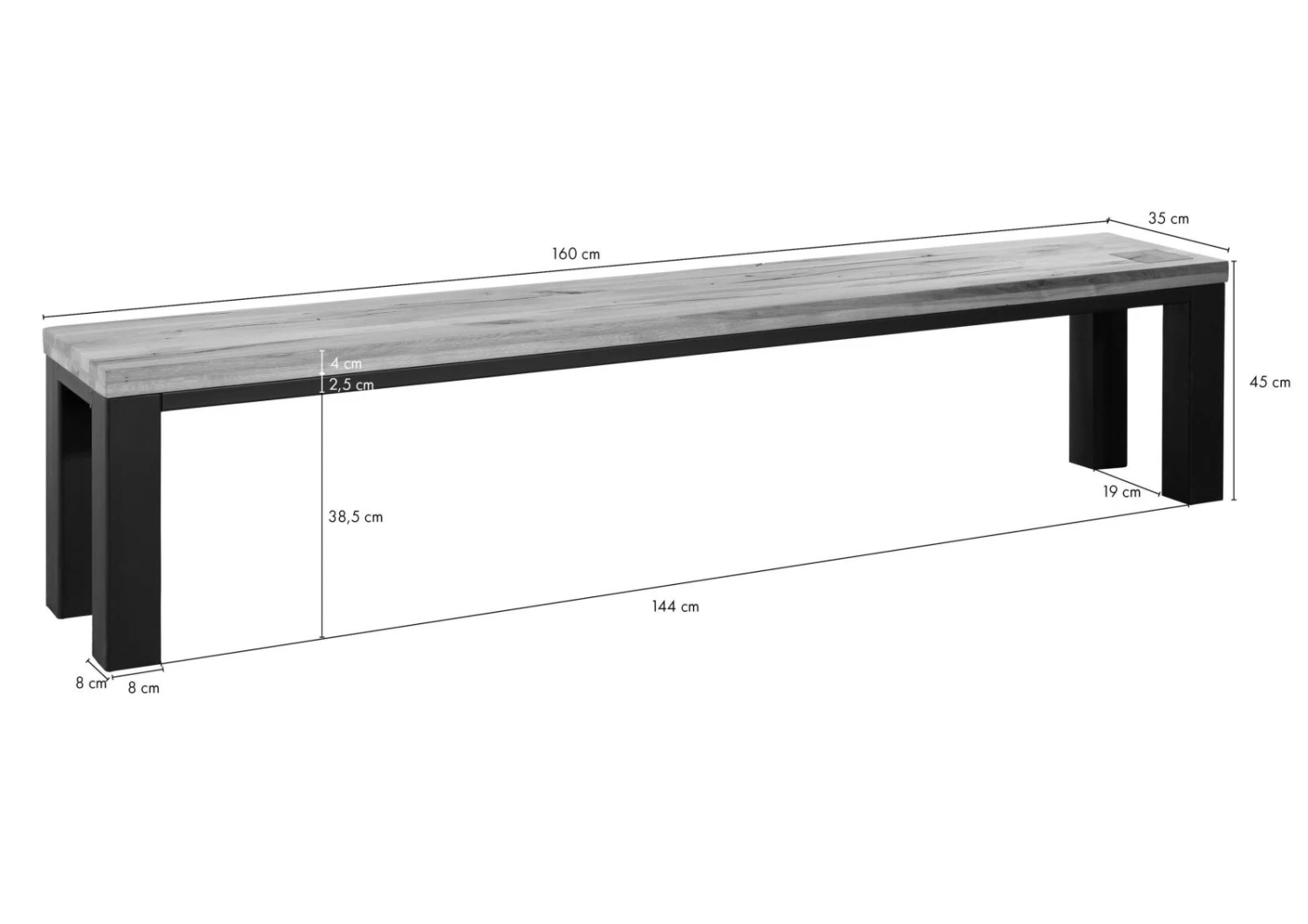 Banc 160x35 Chêne Sauvage Huilé Bois Naturel VILLANDERS #123 6 Banc 160x35 Chêne Sauvage Huilé Bois Naturel VILLANDERS #123 – Image 6
