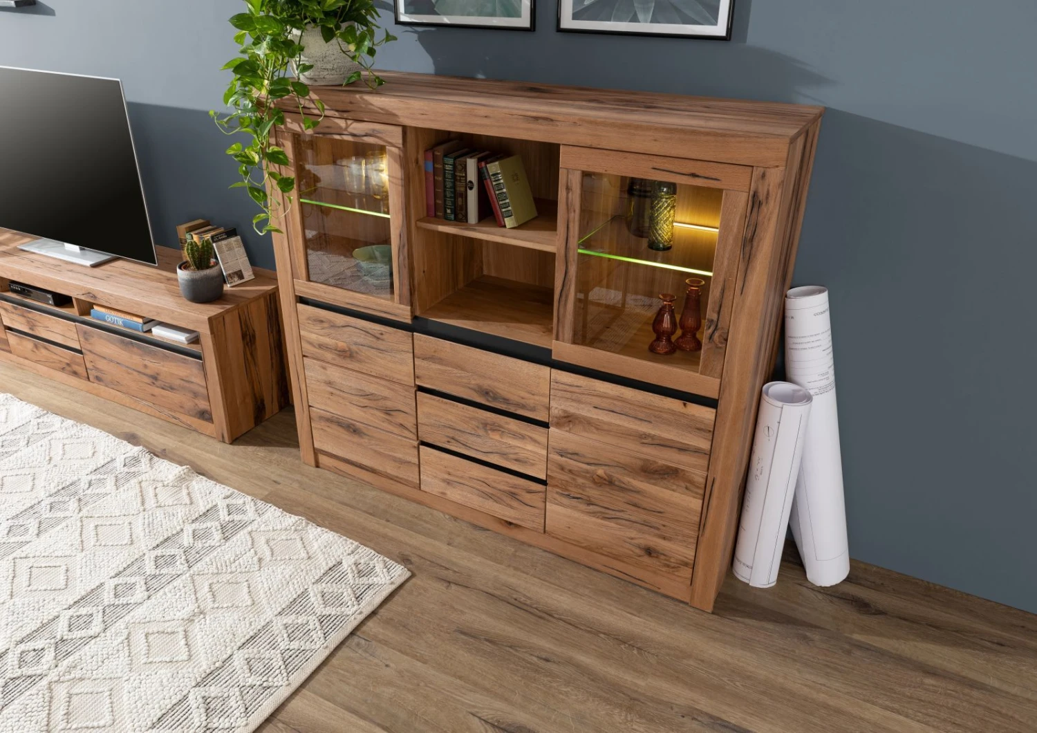 Buffet 160x45 Chênes Sauvage Et Lombard Huilé Tabacco Brown MONTREUX #242 2 Buffet 160x45 Chênes Sauvage Et Lombard Huilé Tabacco Brown MONTREUX #242 – Image 2