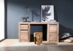 Bureau 150x50 Chênes Sauvage Et Lombard Huilé Bianco MONTREUX #219 -Massivmoebel24 48 312 100 1019 3