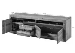 Meuble TV 185x45 Chênes Sauvage Et Lombard Huilé Bois Naturel MONTREUX #130 -Massivmoebel24 48 313 100 0030 08