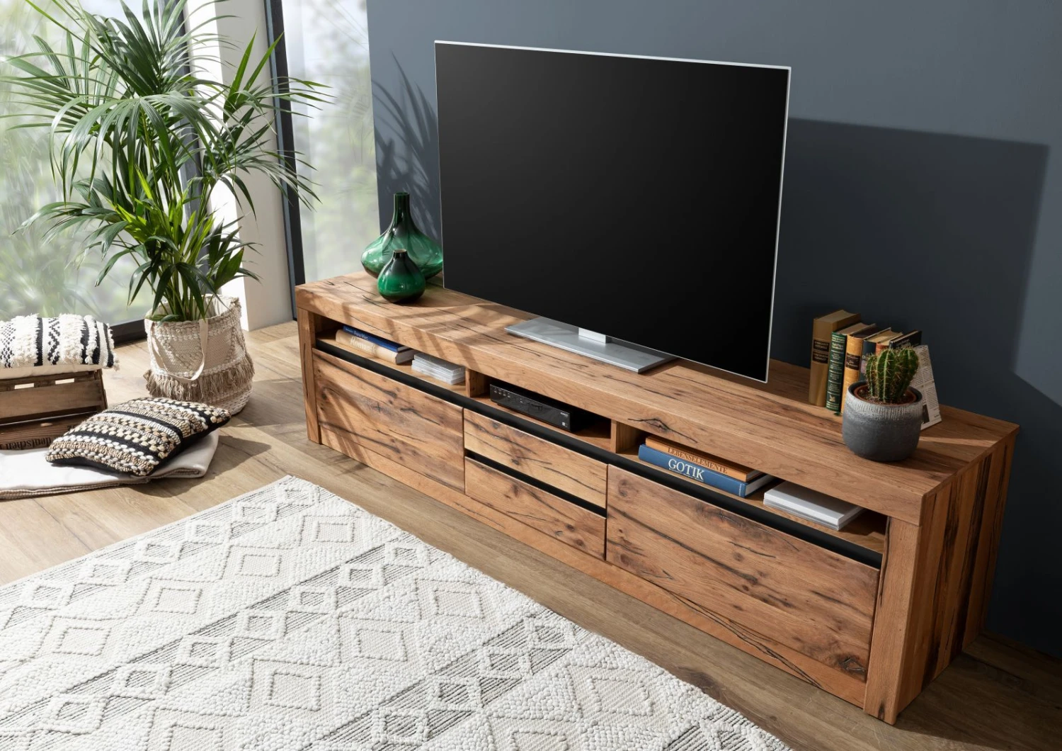 Meuble TV 220x50 Chênes Sauvage Et Lombard Huilé Bois Naturel MONTREUX #040 2 Meuble TV 220x50 Chênes Sauvage Et Lombard Huilé Bois Naturel MONTREUX #040 – Image 2