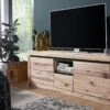 Meuble TV 155x45 Chênes Sauvage Et Lombard Huilé Bianco MONTREUX #314