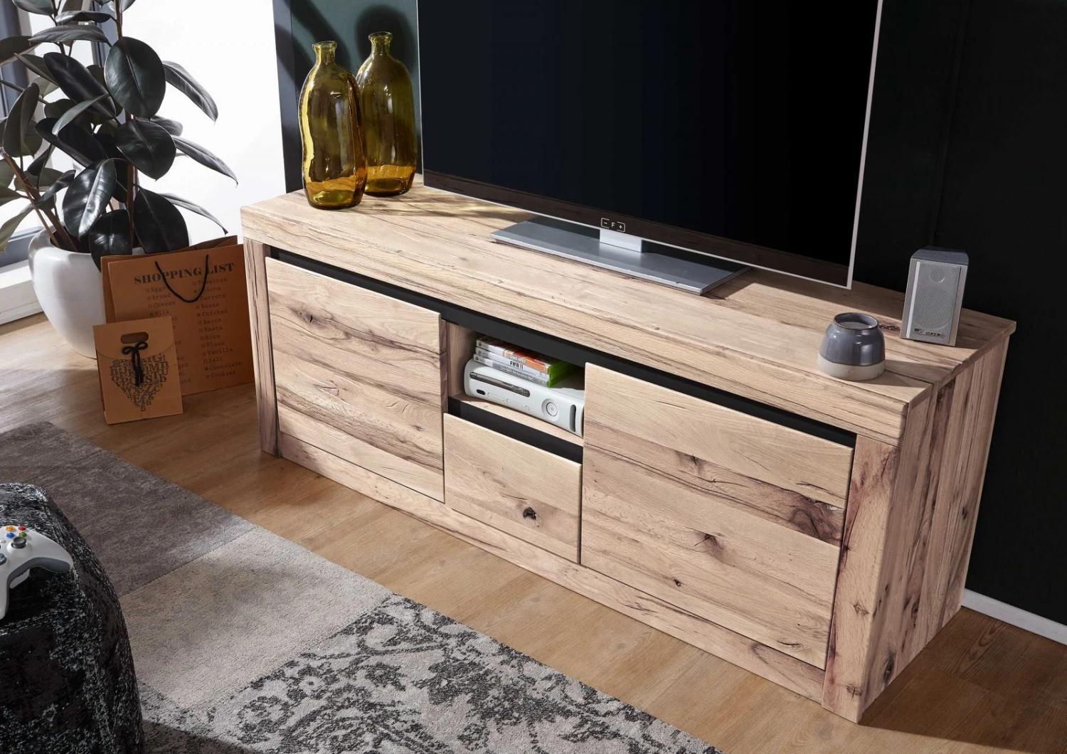 Meuble TV 155x45 Chênes Sauvage Et Lombard Huilé Bianco MONTREUX #314 2 Meuble TV 155x45 Chênes Sauvage Et Lombard Huilé Bianco MONTREUX #314 – Image 2