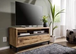 Meuble TV 120x40 Chêne Sauvage Huilé Bois Naturel VILLANDERS #112