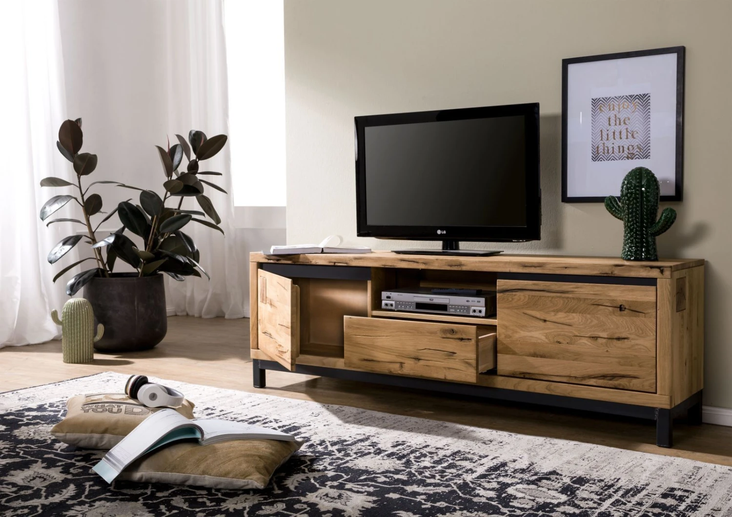 Meuble TV 170x40 Chêne Sauvage Huilé Bois Naturel VILLANDERS #113 2 Meuble TV 170x40 Chêne Sauvage Huilé Bois Naturel VILLANDERS #113 – Image 2