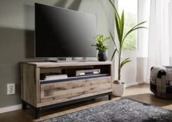 Meuble TV 120x40 Chêne Sauvage Huilé Bianco VILLANDERS #212