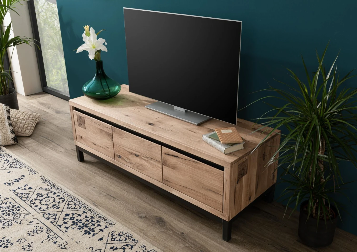 Meuble TV 153x55 Chêne Sauvage Huilé Bianco VILLANDERS #250 2 Meuble TV 153x55 Chêne Sauvage Huilé Bianco VILLANDERS #250 – Image 2