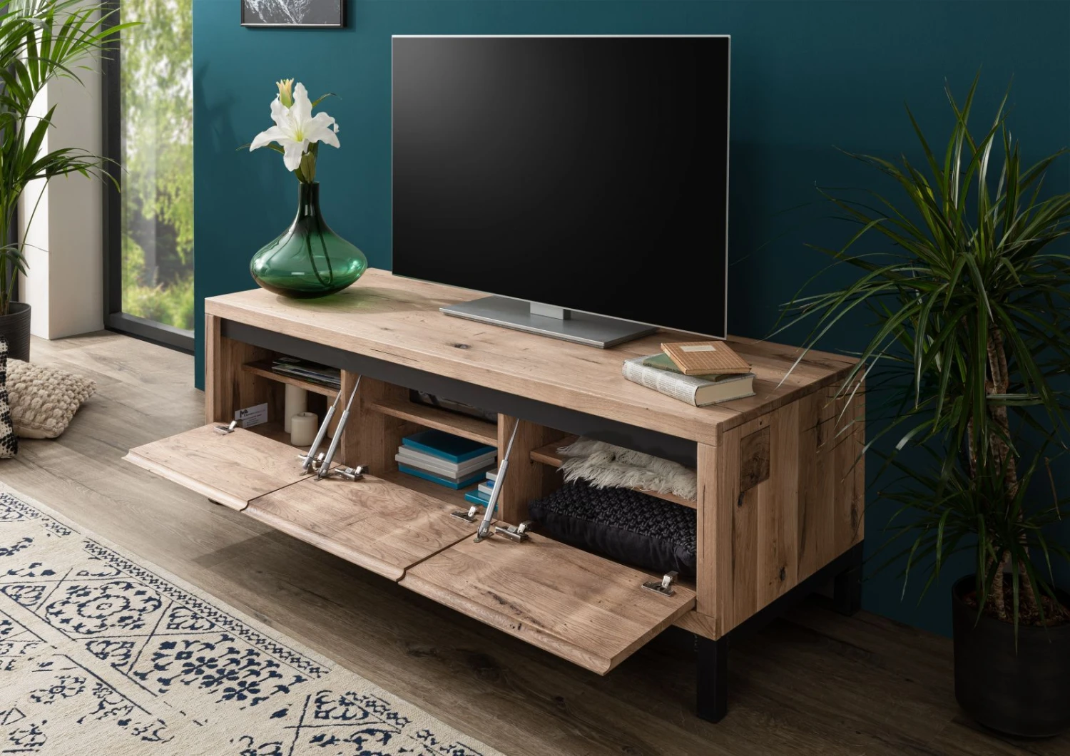 Meuble TV 153x55 Chêne Sauvage Huilé Bianco VILLANDERS #250 4 Meuble TV 153x55 Chêne Sauvage Huilé Bianco VILLANDERS #250 – Image 4