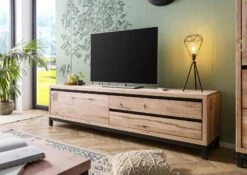 Meuble TV 220x40 Chêne Sauvage Huilé Bianco VILLANDERS #254