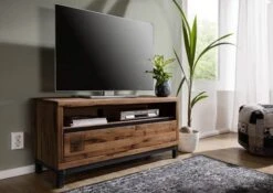 Meuble TV 120x40 Chêne Sauvage Huilé Tabacco Brown VILLANDERS #312