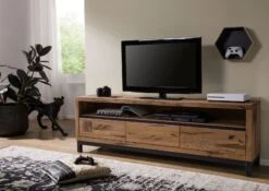 Meuble TV 170x40 Chêne Sauvage Huilé Tabacco Brown VILLANDERS #314
