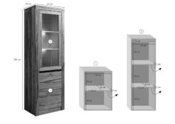 Vitrine 62x42 Chênes Sauvage Et Lombard Huilé Bianco MONTREUX #220 -Massivmoebel24 48 320 100 0020 08 1