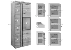 Vitrine 80x45 Chênes Sauvage Et Lombard Huilé Bois Naturel NEW AMSTERDAM #08 -Massivmoebel24 48 320 511 0008 08