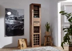 Étagère à Vin 42x35 Chênes Sauvage Et Lombard Huilé Tabacco Brown MONTREUX #325