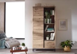 Bibliothèque 100x40 Chêne Sauvage Huilé Bianco VILLANDERS #239 -Massivmoebel24 48 350 200 1039 3