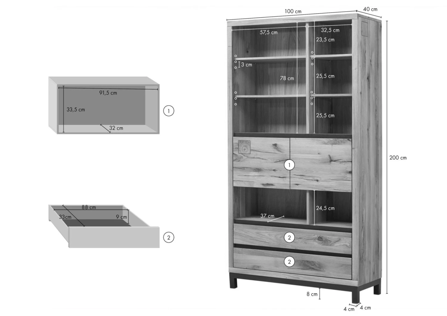 Bibliothèque 100x40 Chêne Sauvage Huilé Tabacco Brown VILLANDERS #338 6 Bibliothèque 100x40 Chêne Sauvage Huilé Tabacco Brown VILLANDERS #338 – Image 6