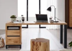 Bureau 150x55 Chêne Sauvage Huilé Bois Naturel VILLANDERS #140 -Massivmoebel24 48 360 200 0040 3