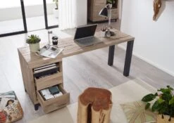 Bureau 150x55 Chêne Sauvage Huilé Bianco VILLANDERS #240 -Massivmoebel24 48 360 200 1040 5