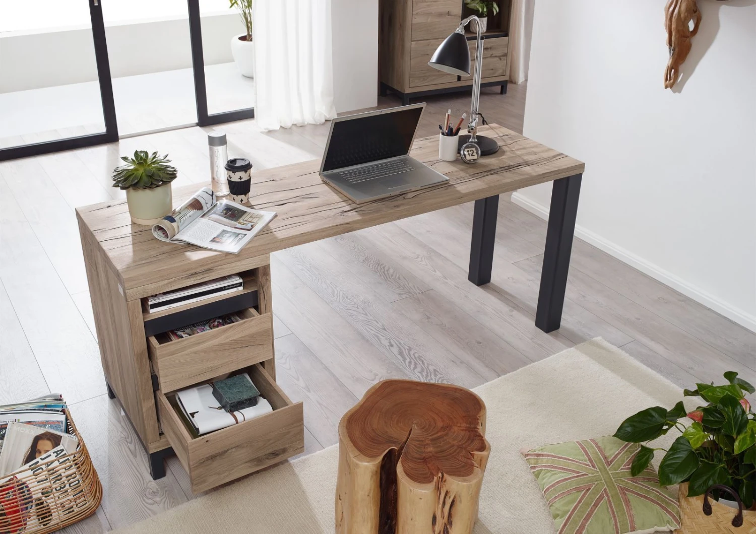 Bureau 220x55 Chêne Sauvage Huilé Bianco VILLANDERS #242 5 Bureau 220x55 Chêne Sauvage Huilé Bianco VILLANDERS #242 – Image 5