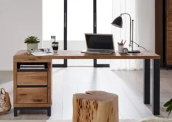 Bureau 150x55 Chêne Sauvage Huilé Tabacco Brown VILLANDERS #340 8 Bureau 150x55 Chêne Sauvage Huilé Tabacco Brown VILLANDERS #340 -Massivmoebel24 48 360 200 2040 3