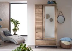 Armoire Penderie 103x40 Chêne Sauvage Huilé Bianco VILLANDERS #230 -Massivmoebel24 48 900 200 1030 3