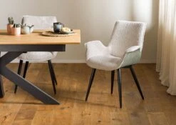 Chaise Rembourrée Structure Acier 67x64x87 Beige / Gris ELLA #101