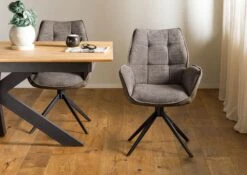 Chaise Pivotante 61x65x89 Brun / Gris-brun HENRI #102 -Massivmoebel24 51 151 515 1002 03