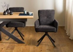 Chaise Pivotante 60x67x91 Gris Foncé / Gris FABIAN #110 -Massivmoebel24 51 151 515 1100 03