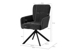 Chaise Pivotante 60x67x91 Gris Foncé / Gris FABIAN #110 -Massivmoebel24 51 151 515 1100 08