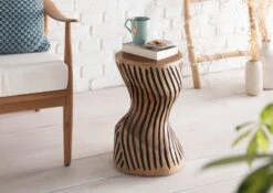 Tabouret En Racine De Teck Naturel Brun Et Noir UNIKA #101