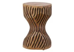 Tabouret En Racine De Teck Naturel Brun Et Noir UNIKA #101 -Massivmoebel24 54 120 901 0001 11