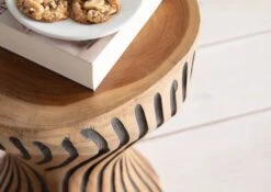 Tabouret En Racine De Teck Naturel Brun Et Noir UNIKA #101 -Massivmoebel24 54 120 901 0001 4