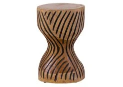 Tabouret En Racine De Teck Naturel Brun Et Noir UNIKA #101 -Massivmoebel24 54 120 901 0001 9