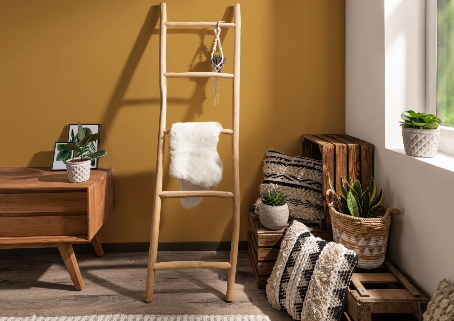 Échelle Porte-serviette 50x5 Teck Brut Teck Naturel BASSANO #135 2 Échelle Porte-serviette 50x5 Teck Brut Teck Naturel BASSANO #135 – Image 2