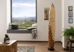 Colonne En Bois 30x30 Suar Laqué Bois Naturel Objet Décoratif UNIKA #176