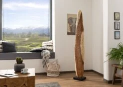 Colonne En Bois 30x30 Suar Laqué Bois Naturel Objet Décoratif UNIKA #177