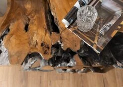 Console 200x45 Teck Laqué Teck Naturel UNIKA #179 -Massivmoebel24 54 900 901 0078 5 1