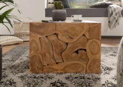 Table Basse 60x60 Teck Laqué Teck Naturel UNIKA #182 -Massivmoebel24 54 900 901 0082 3