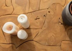 Table Basse 130x65 Teck Laqué Teck Naturel UNIKA #184 -Massivmoebel24 54 900 901 0084 4