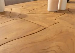 Table Basse 130x65 Teck Laqué Teck Naturel UNIKA #184 -Massivmoebel24 54 900 901 0084 5