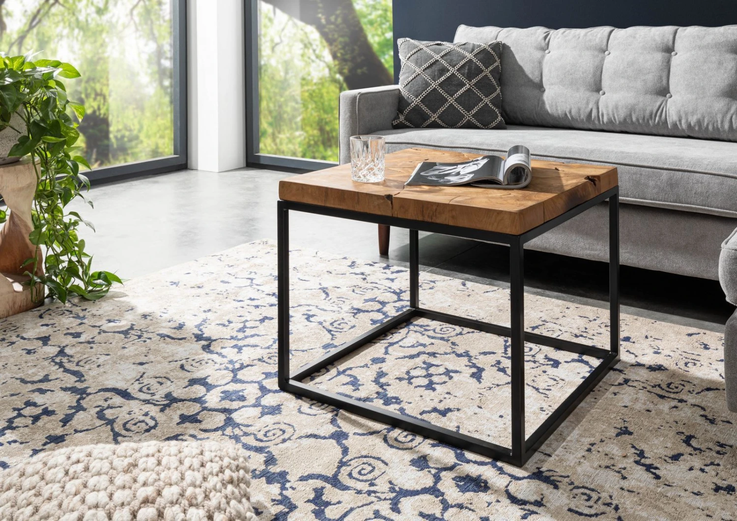 Table Basse 60x60 Teck Laqué Teck Naturel UNIKA #185 1 Table Basse 60x60 Teck Laqué Teck Naturel UNIKA #185