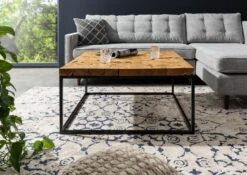 Table Basse 90x90 Teck Laqué Teck Naturel UNIKA #186 -Massivmoebel24 54 900 901 0086 3