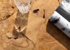 Table Basse 90x90 Teck Laqué Teck Naturel UNIKA #186 -Massivmoebel24 54 900 901 0086 4