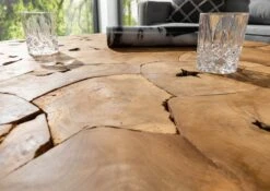 Table Basse 90x90 Teck Laqué Teck Naturel UNIKA #186 -Massivmoebel24 54 900 901 0086 5