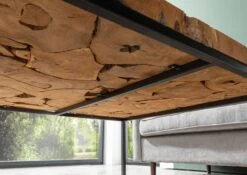 Table Basse 90x90 Teck Laqué Teck Naturel UNIKA #186 -Massivmoebel24 54 900 901 0086 6