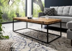 Table Basse 140x60 Teck Laqué Teck Naturel UNIKA #188