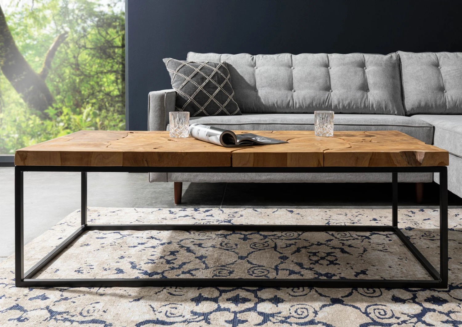 Table Basse 140x60 Teck Laqué Teck Naturel UNIKA #188 3 Table Basse 140x60 Teck Laqué Teck Naturel UNIKA #188 – Image 3